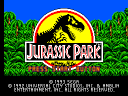 Jurassic Park title screen for Sega Master System